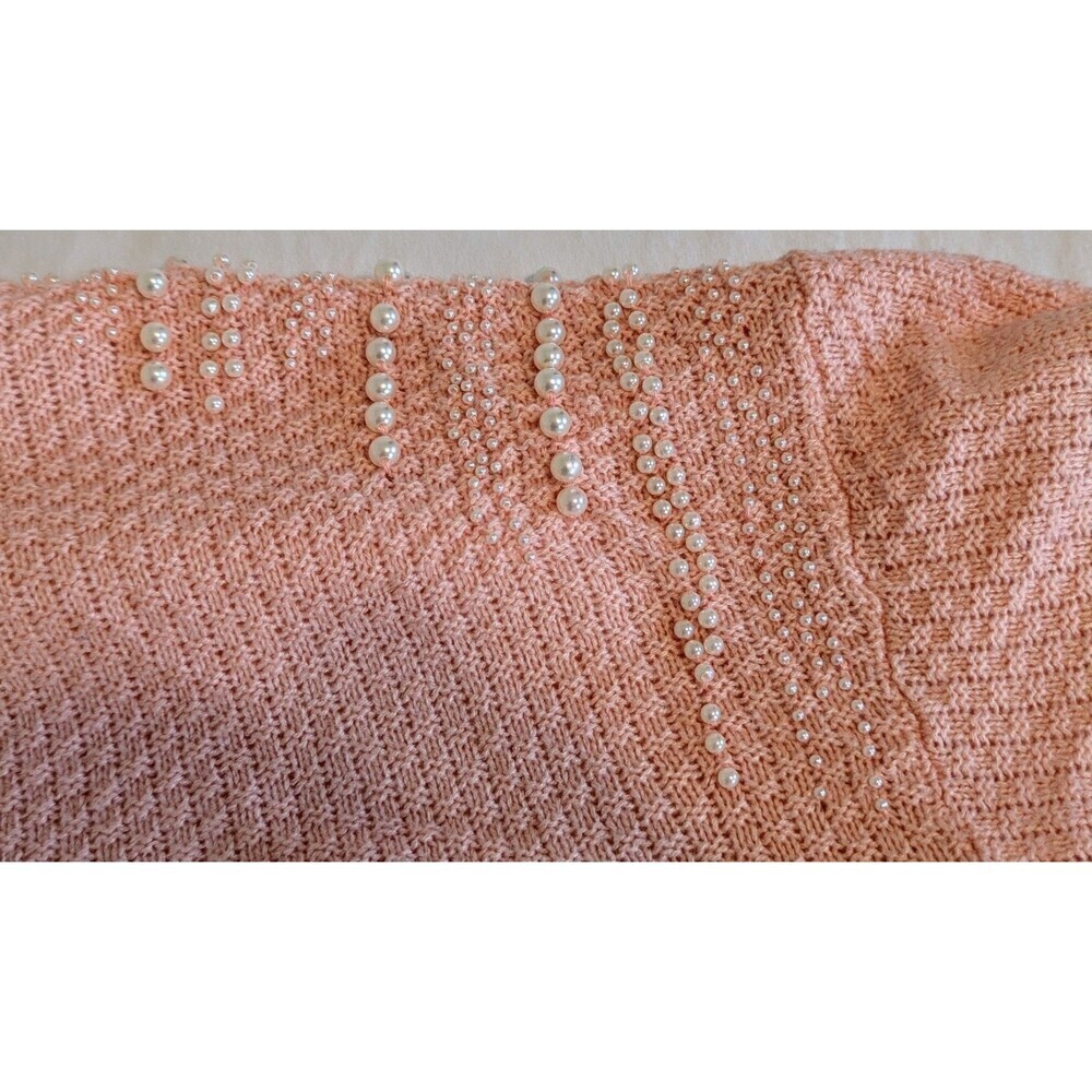 Cato Woman Plus Size 18/20 Peach Pearl Embellished Tunic Sweater High Low Hem - Picture 8 of 9